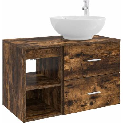 vidaXL Комплект мебели за баня 2 pcs Опушен дъб Инженерна дървесина (3403916)