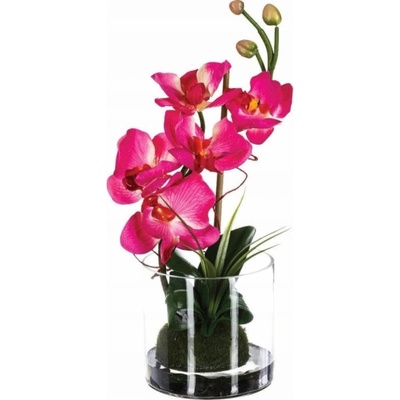 Atmosphera Růžová orchidej v skleněné váze, domácí dekorace, výška 37 cm