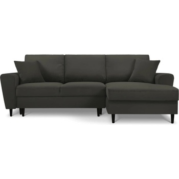 Cosmopolitan Design Черен разтегателен ъглов диван с място за съхранение от рипсено кадифе (десен ъгъл) Kyoto - Cosmopolitan Design (COS_RCF_72_F1_KYOTO8)