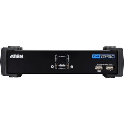 Aten CS-1762A 2-Port DVI USB 2.0 KVMP Switch, 2x DVI-D Cables, 2-port Hub, Audio