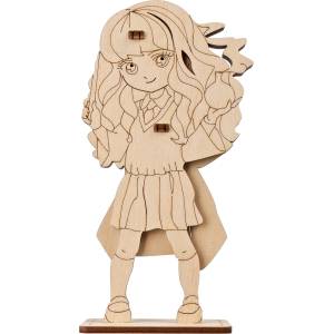 UGears Мини дървен 3D пъзел Ugears от 5 части - Фигурка за оцветяване Хърмаяни (U-70239)