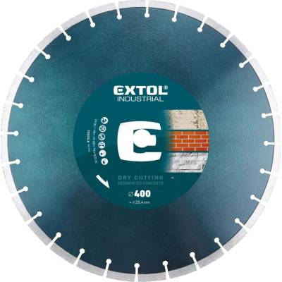 Kotouč diamantový řezný segmentový na BETON, suché řezání, ⌀400x25,4x3,5mm EXTOL INDUSTRIAL