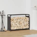 vidaXL Стойка за дърва, черна, 90x28x65 см, студеновалцувана стомана (864203)