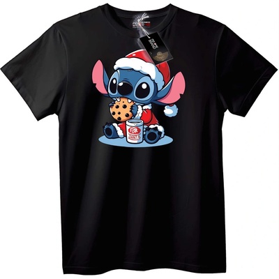 NOONEBRAND Тениска Стич Коледен Дядо Коледа - 2XL, Black