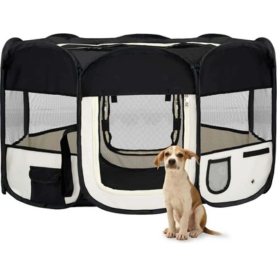 vidaXL Skládací ohrádka pro psy s taškou černá 145 x 145 x 61 cm 9799.171008