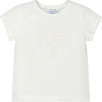 MAYORAL Тениска къс ръкав basic Бял цвят с бродирано цвете за мини момиче Mayoral