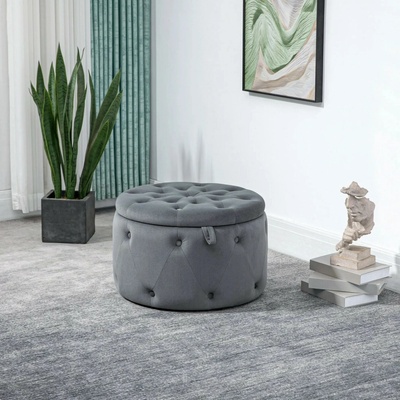HOMCOM Taburet s úložným prostorem Ø60 x 40 cm | šedý