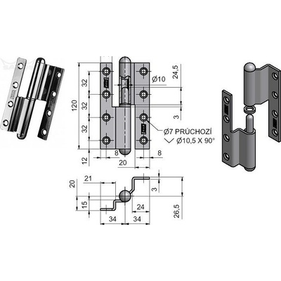 Satos Závěs dveřní lomený 120 Ni''P'' č.93103700 – Sleviste.cz