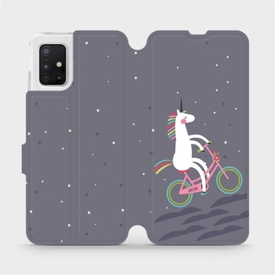 Pouzdro Mobiwear parádní flip Samsung Galaxy A51 - V024P Jednorožec na kole