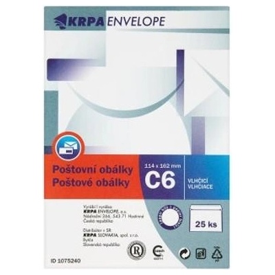 Krpa Obálka C6 vlhčící 114 x 162mm 25ks