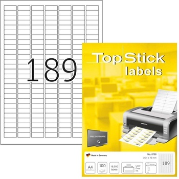 Top Stick Самозалепващи се етикети, A4, 25.4 х 10 mm, 189 бр (1540100224)