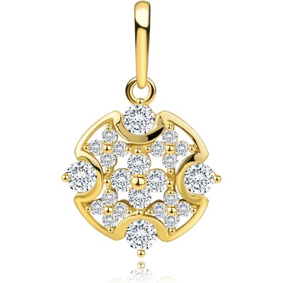 Šperky Eshop Kulatý přívěsek ze žlutého zlata čiré zirkony v obrysu kruhu s výřezy S5GG261.65
