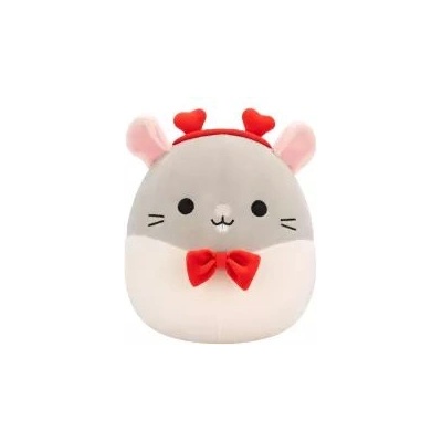 Jazwares Squishmallows 20 см - Ръждивият сив плъх с папионка и лента за глава във формата на сърце