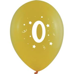 Globos Festival БАЛОНИ 10 БР. 12" - 30 СМ С ПЕЧАТ - ЦИФРА 0
