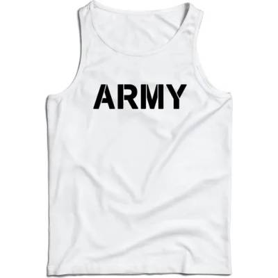 DRAGOWA Мъжки потник army, бял, 160 г/м2 (7918)