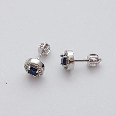 ibeauty stříbrné kulaté se syntetickým safírem zapínání na šroubek E-788a-U