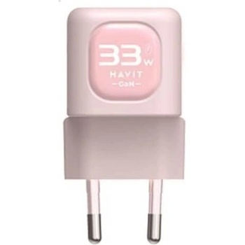 Havit Захранване за ел. мрежа с USB-A и USB-C изходи и технология за бързо зареждане - Havit Dual Wall Charger 33W (розов) (UC230EU)