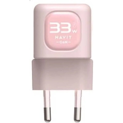 Havit Захранване за ел. мрежа с USB-A и USB-C изходи и технология за бързо зареждане - Havit Dual Wall Charger 33W (розов) (UC230EU)