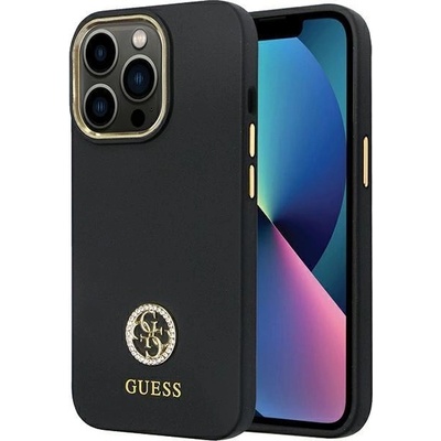 GUESS Кейс Guess GUHCP13LM4DGPK за iPhone 13 Pro / 13, черен, Silicone Logo Strass 4G (3666339148423)