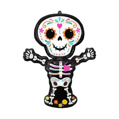 Foliový balonek halloween Day of the dead holografický kostlivec 66 x 86 cm