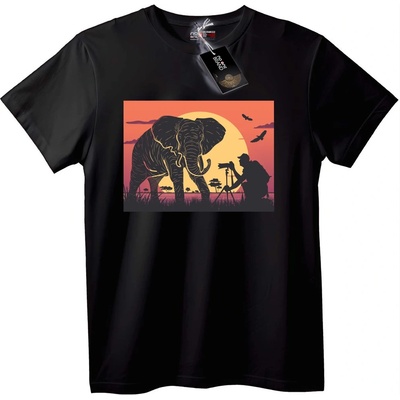 NOONEBRAND Тениска Сафари Слон Фотография - 4XL, Black