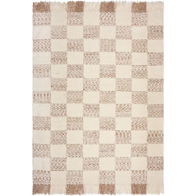 Flair Rugs Ръчно изработен килим със смес от вълна в кремав и естествен цвят 200x300 cm Eric Checkboard - Flair Rugs (503119377753)