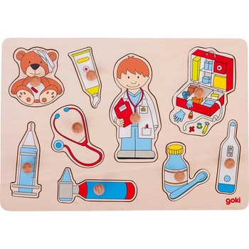 Image 1 of Goki Дървен пъзел с дръжки Goki - Лекарски преглед (57748)