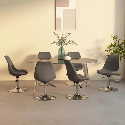 vidaXL Въртящи се трапезни столове, 6 бр, тъмносиви, текстил (3085356)