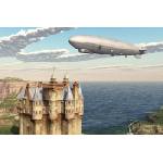 DIMEX ART Флизелинов фототапет шотландски замък и дирижабъл 375 x 250 см