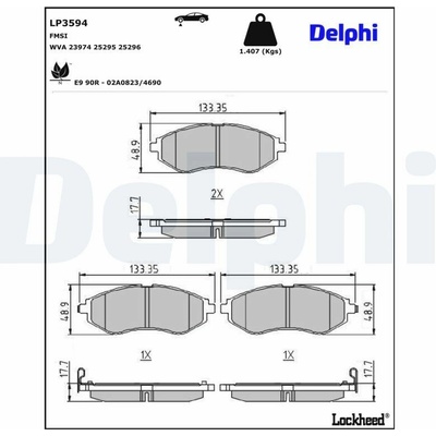 Sada brzdových platničiek kotúčovej brzdy DELPHI LP3594