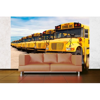 DIMEX ART s. r. o Самозалепваща се флизелинова фототапета училищни автобуси 375 x 250 см