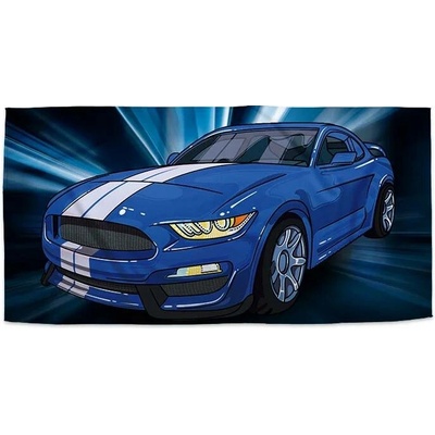 Sablio Ručník s potiskem Mustang Modré pozadí 70 x 140 cm