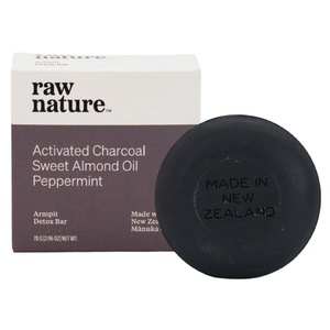 Raw Nature Armpit Detox Bar, Детоксикиращ твърд сапун с активен въглен, 70 g