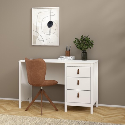 Бюро Мадрид с 3 чекмеджета Бял