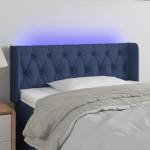 vidaXL LED горна табла за легло, синя, 103x16x78/88 см, плат (3123568)