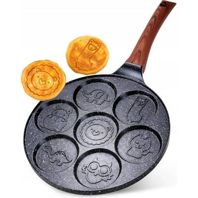 Pánev na vejce žulová 7 otvorů 26 cm VILDE Black&Wood Indukce