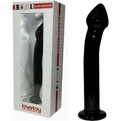 LoveToy 7.5" Glass Romance černé skleněné dildo 16,5 x 3,4 cm