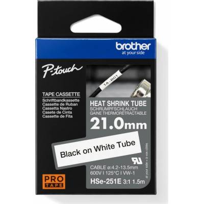 BROTHER smršťovací bužírka - HSE-251E bílá pro H300 H500 E550 P700 P750 D800 P900 P950 - 21mm / 4,2-13,5mm / 3:1