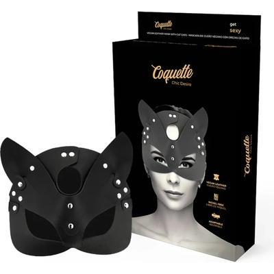 Mаска с котешки уши, изкуствена кожа - Leather Mask Cat Ears (D-226924)