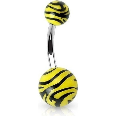 Šperky4U piercing do pupíku banánek zebrovaný BA01048-Y