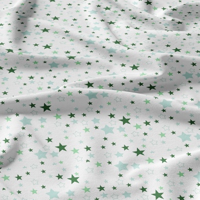 Dětská bavlněná látka bavlna 100%, 125 g/m², šíře 160 cm, hvězdy zelené na bílém
