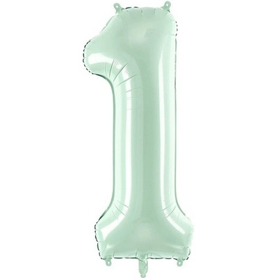 PartyDeco Fóliový balón narodeninové číslo 1 pastelovo-zelený 72 cm