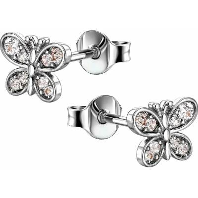 Zlaton Náušnice bílé zlato motýl se zirkony pecky 0.60cm 1.05g N10092500757