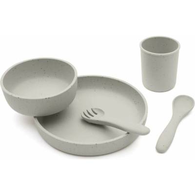 KIKKABOO Jídelní sada 5-dílná Platinum Silicone Sand