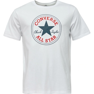 Converse CHUCK LOGO TEE Bílá Tmavě modrá Červená