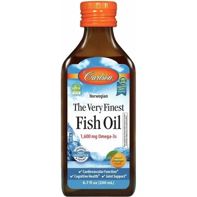 Carlson Labs Nórsky rybí olej najvyššej kvality, 1600 mg omega-3, pomarančová príchuť 200 ml