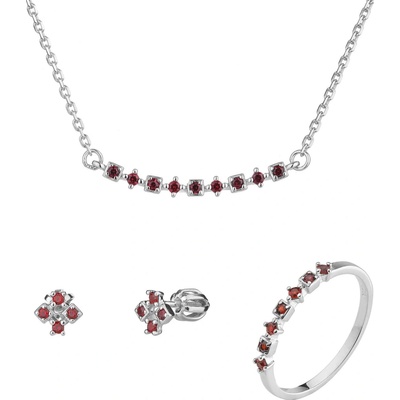 Granát Turnov Stříbrný set šperků 1470 s českým granátem, rhodiovaný linka – Zbozi.Blesk.cz