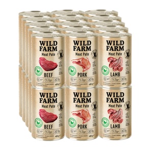 WILD FARM Пастет с различни вкусове 30x400g безглутенова храна за кучета