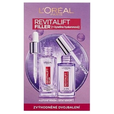 L'Oréal Paris Revitalift Filler HA : pleťové sérum Revitalift Filler HA 1,5% 30 ml + oční sérum Revitalift Filler HA 2,5% 20 ml
