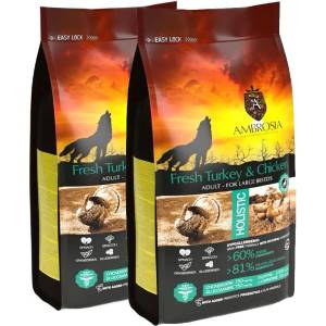 AMBROSIA Adult Large Breeds Fresh Turkey & Chicken 2 x 12 кг